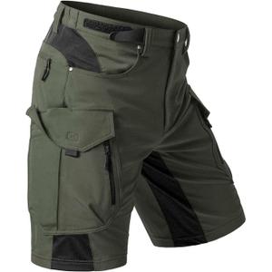 Moosehill Men's Hiking Cargo Shorts: Quick Dry Lightweight Stretch Outdoor Fishing Camping with 9 Pockets (Self-Storing) (Army Green, 36)