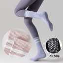 Tergy 8 Pairs Long Yoga Socks with Grip for Women Anti Skid Gripper Socks No Slip Socks for Pilates, Barre, Dance,Yoga