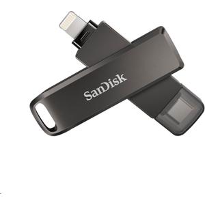 SanDisk 256GB iXpand Flash Drive Luxe with Lightning and USB-C connectors - Works with iPhone 14 and older  SDIX70N-256G-GN6NE (Gray)