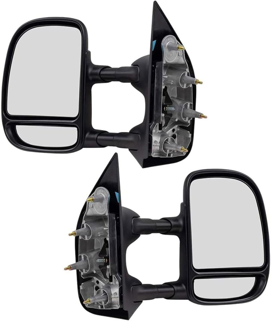 PartsFlow 2Pcs Manual Tow Telescopic Side Mirrors For 2002-2016 Ford E-350 Super Duty/E-150/E-250/Econoline Van/Econoline/E-150 Club Wagon/E-350 Club Wagon