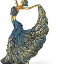 Elegant Peacock Statue - Shelf Decor Accents, Tabletop Home Decorations for Living Room, Bookshelf, Side Table (Blue)