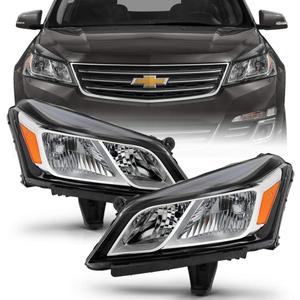 ACANII - For 2013-2017 Chevy Traverse Chrome Housing Headlights Headlamps Assembly Replacement Pair Driver & Passenger