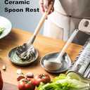 LAUCHUH Spoon Rest for Kitchen Counter,5" Spoon Holder for Kitchen Counter Stove Top Ceramic Spatula Holder for Mother's Day, Ladle, Spatula, Spoons or Tongs, Unique Green
