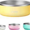 Pawaii Small Dog Bowls, 12 oz. Food Water Bowl Designed for Puppies and Cats with Non-Slip Rubber Base, Upgraded Metal Insulated, Double Stainless Steel Bowls, Cheese Yellow