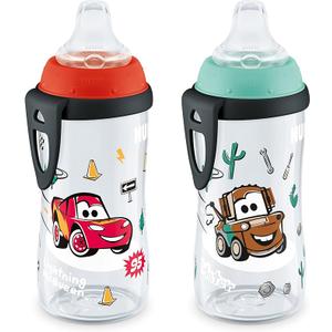 NUK Active Sippy Cup, 10 oz, 2 Pack, Disney's Cars, Lightning McQueen, BPAFree, SpillProof, Transition Cup