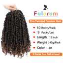 Fulcrum Passion Twist Crochet Hair 12 Inch, 9 Packs Pre Looped Passion Twist Hair, Pre-Twisted Passion Twist Crochet Hair For Black Women (12Inch (Pack of 9), T30#)