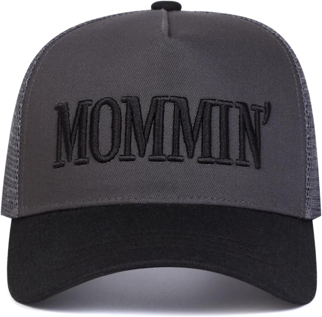 Mommin Trucker Hat, Mommin Baseball Cap for Women, Gift for mom hat (Black)