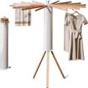 Tripod Clothes Drying Rack - Foldable Laundry Drying Rack - Household Floor Standing Clothes Drying Racks with 16 Wooden Drying arms for Balconies, Laundry, Bedrooms