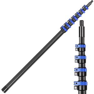 30FT Carbon Fiber Telescopic Multi-Purpose Extension Pole | Carbon fiber, Lightweight Sturdy Rust-proof, Flip-Lock, 4.7ft Compact Retracted Size, for Painting, Window & Gutter Cleaning