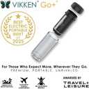 VIKKEN Go+ Portable Travel Bidet Rechargeable, 300ml+250ml Ivory White | Handheld personal hygiene water jet, men and women; 3 pressure modes, long-press stop; 2 bottles, carry bag