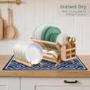 SUEH DESIGN Dish Drying Mat, Absorbent Coffee Mat 23.6 x 15.7 in Quick Dry Drying Mats Large Coffee Mat for Coffee Bar Kitchen Countertop, Dark Blue