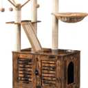 HOOBRO Cat Tree with Litter Box Enclosure, 44" Tall Wooden Cat Tower with Scratching Posts, Cat Hammock, Hidden Litter Box Furniture, All-in-One Indoor Cat Condo, Rustic Brown FG48MZ03