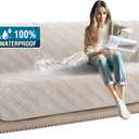 H.VERSAILTEX 100% Waterproof Couch Covers for Pets Modern Slip Covers for Sofas/Couches Thick Soft Couch Slipcover Washable (Sofa, French Oak/Beige)