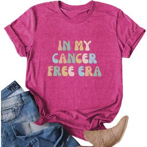Womens Breast Cancer Shirts Pink Ribbon Cure Breast Cancer Awareness Tshirts Short Sleeve Tops (Medium, Rose-27)