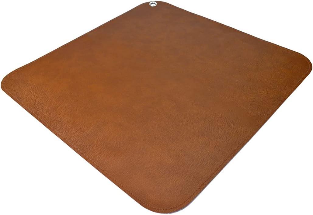 Linkidea Vegan Leather Splat Mat for Under High Chair Floor Protector for Kids - Reusable Infant High Chair Mat Food Splash Spill Mats, Waterproof Portable Picnic Blanket Outdoor Mat (Brown)