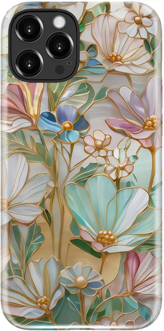 Esdot for iPhone 16 Pro Case Cute - Wireless Charging - Preppy Floral | Compatible with Magsafe, Dual-Layer Hard Shell & Silicone, Aesthetic Wildflower Phone Cover for Women Girls