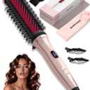 Infrared Thermal Brush 1.65”, 100M Negative Ions 2-in-1 Curling, Straightening & Smoothing Round Brush, 6 Heat Settings with LED Display, Lightweight Quiet, Dual Voltage, Auto Shut-Off, Pink Gift Box