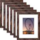 BESCRCL 8x10 Picture Frame Brown Set of 6, Display Pictures 5x7 with Mat or 8x10 Without Mat for Wall Mounting or TableTop