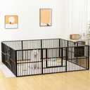 Dog Playpen - 32" Height Dog Pen, Heavy Duty Puppy Pen with Door, Safe & Sturdy, Easy Assemble for Indoor/Outdoor Pet Playpen (12 Panels with Door, Black)