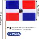 2 x 12Pcs Small Dominican Republic Flags on Wooden Stick Mini Dominican Flag Hand Held Flag Decorations,5x8 Inch