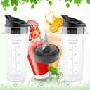 Ninja Blender Replacement Parts Compatible with BL770 BL660 BL663 BL663CO BL665Q BL740, 2 Pack Single Serve Ninja Blender 16oz Cups with Sip & Seal Lids &6 Fins Ninja Blender Blade Assembly