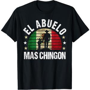 El Abuelo Mas Chingon Mexican Boy Grandpa Cinco De Mayo Flag T-Shirt (Small, Black)