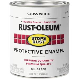 Rust-Oleum 7792502 Stops Rust Brush On Paint, Quart, Gloss White, 1 Quarts (Pack of 1), 32 Fl Oz