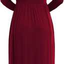 VIISHOW Women's Long Sleeve Loose Plain Maxi Dresses Casual Long Dresses with Pockets (L)