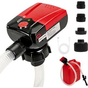 Automatic Portable Fuel Transfer Pump with Auto-Stop, 3.8 Gallon per minute, Extra Long Hose, Battery Powered and USB Type-c, 4 Can Adapters, Leak protection, Gas Can Pump for Oil, Diesel and Gasoline
