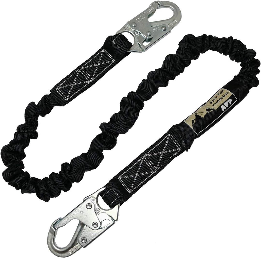 AFP 6 FT Single Leg Internal Shock Absorbing Safety Lanyard with Dual Snap Hooks