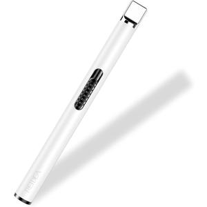 2 x REIDEA USB Candle Lighter, Windproof Flameless Electronic Rechargeable with Safety Protector Button for Home Candle Outdoor Activities (White)