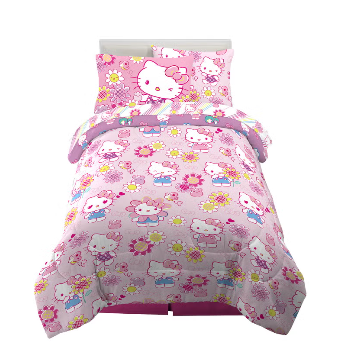 Franco Kids Bedding Super Soft Comforter and Sheet Set with Sham, 5 Piece Twin Size, Hello Kitty