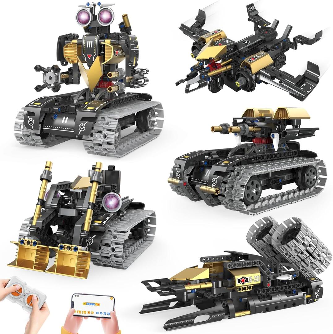 Robot Building Kit with APP/Remote Control STEM Gifts for Boys Age 6-16,Technic Coding Robotic Toys for Kids Birthday, Buildable 5in1 Models with 323+ Pieces