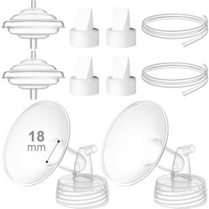 Breast Pump Accessories Kit - 18mm Flange Set Compatible with Spectra S1/S2/Motif Luna, Includes Valves, Tubing & Backflow Protectors