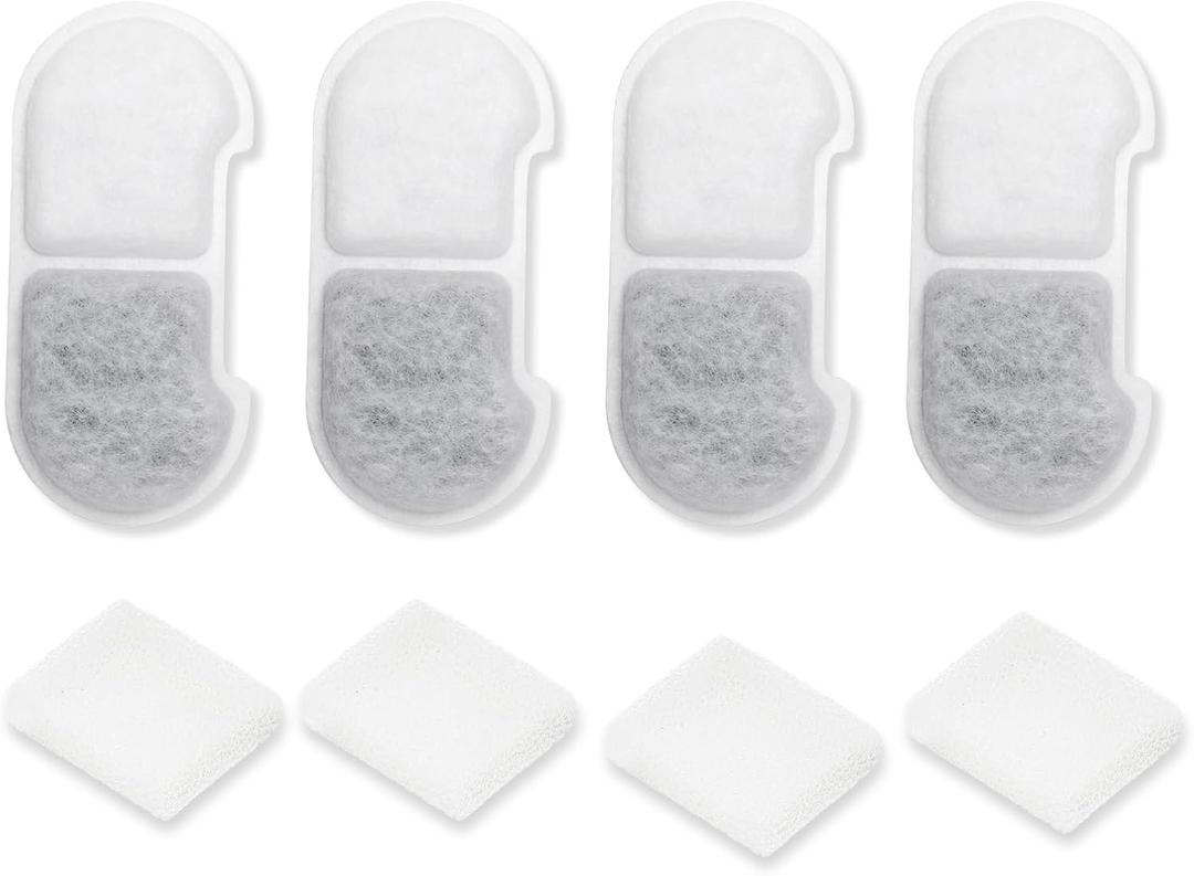 Stainless Steel Cat Water Fountain, 101oz/3L Automatic Pet Water Fountain, Dog Water Fountain for Cats, Small Dogs (The Set Only Include Official 4 Packs Replacement Filters & Sponges)