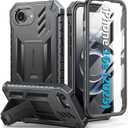 FNTCASE for iPhone 16e Phone Case: Military Grade [Built-in Screen Protector] [Kickstand] Matte Textured Drop Proof Protection Cover | Rugged Shockproof TPU Protective Sturdy Cases 2025 - Black