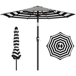 AreShark 9 FT Patio Umbrella for Outdoor, Outdoor Table Umbrella with Push Button Tilt and Crank, Outdoor Patio Umbrellas with 8 Sturdy Ribs for Market, Garden, Pool (Black & White Stripe)