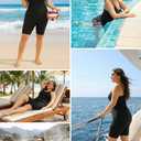 Plus Size Tankini Swimsuits - Athletic Two Piece Bathing Suits with Short for Women Swimwear with Pockets (Black)