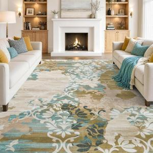 8x10 Washable Non-Slip Area Rug for Living Room (Orange Yellow)