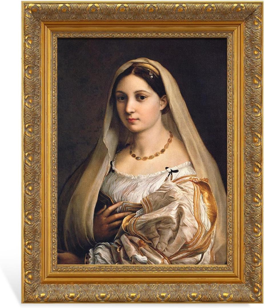 Antique Gold Frame for 20x30 Stretched Canvas Oil Painting Art Prints, DIY Solid Wood Ornate Frame, Vertical or Horizontal Display for Portrait Vintage Landscape (No Glass & Backing)