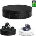 JAYEGT Motorized Rotating Display Stand, 5.74inch /22lbs Load, 360 Degree Electronic Turntable Display Stand for Photography Products Shows , Jewelry, Watch, 3D Models, Cake (Black/Button Control/rechargeable)