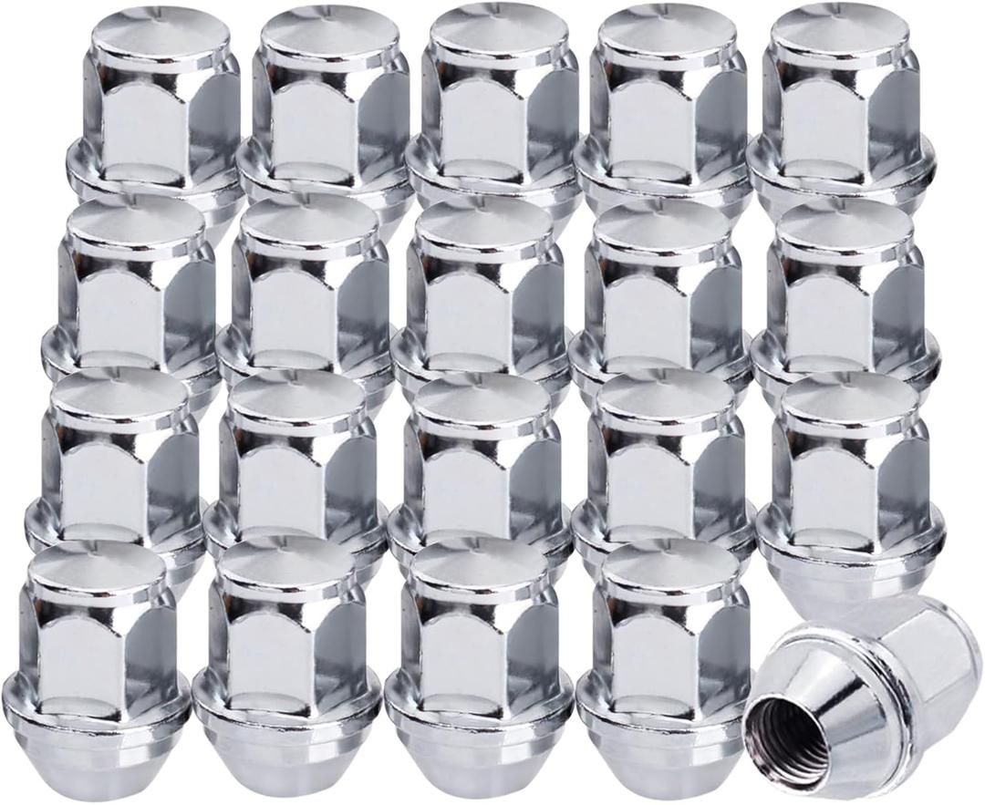 20 Pcs 14x1.5 One-Piece Chrome OEM Factory Style Lug Nuts for Stock Wheels, Replacement for 2015/2016/2017/2018/2019/2020 Mustang Edge MKX MKZ Aviator (M14x1.5)