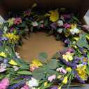J'FLORU Spring Wreaths for Front Door 22 Inch Artificial Summer Wreath Daisy and Lavender Wreath with Wildflowers for Home Wall Farmhouse Springtime Easter Holiday Party