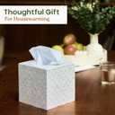 CHI AN HOME 5.8 Capiz Tissue Box Cover, Square Decorative Tissue Holder with Bottom Slider, Handmade Bathroom Accessories, Elegant White Cube for Vanity, Bedroom, Office & Coastal Dcor (Natural)