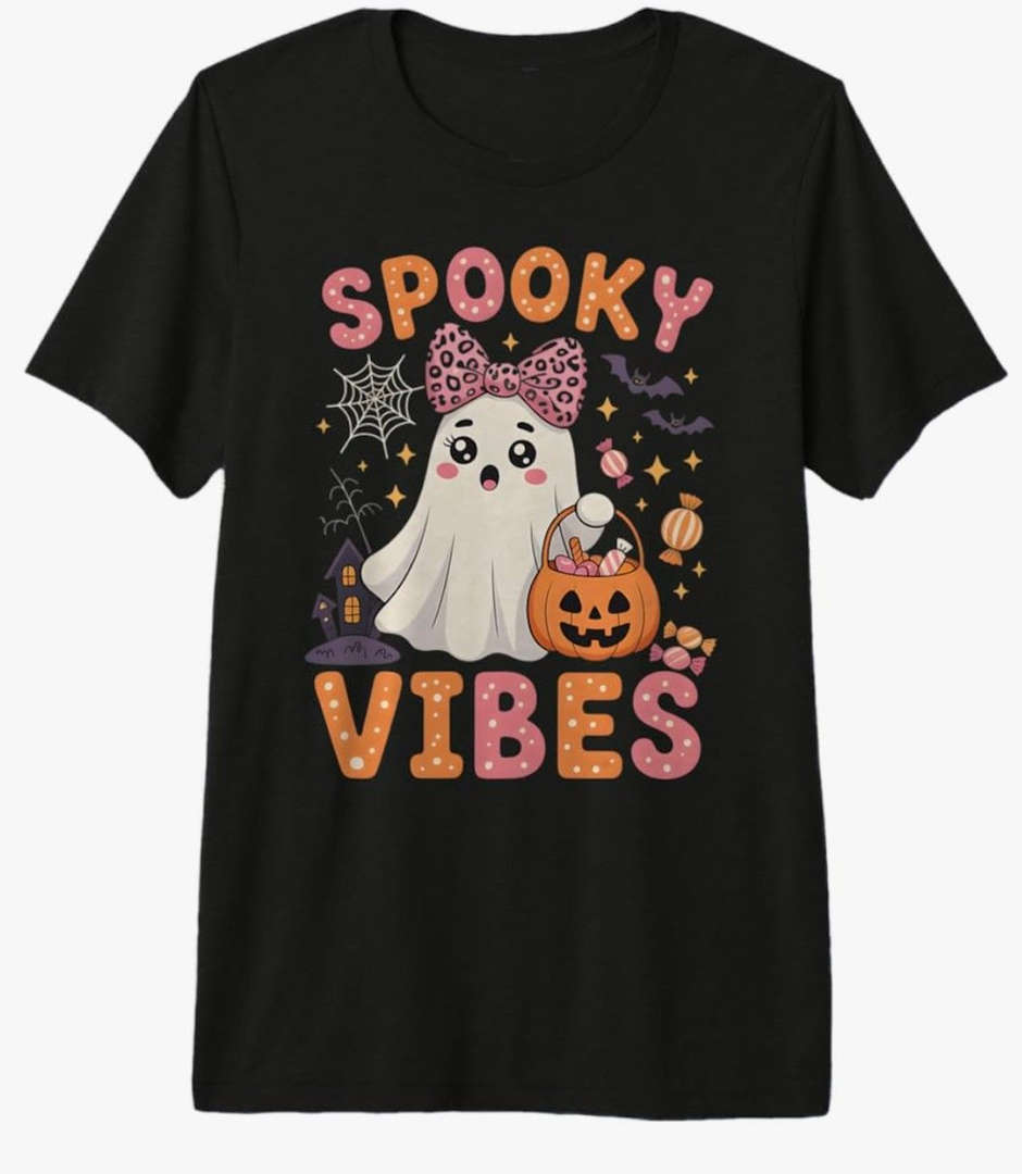 Groovy Spooky Vibes Cute Boo Ghost Halloween Costumes Gifts Premium Tri-Blend T-Shirt, Size 8