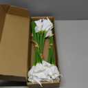 Heleze 30 PCS Artificial Calla Lily Flowers Bouquet Faux Branches for Vase Fake Flower 13.5" Real Touch for DIY Mother's Day Wedding Party Decoration Pure White