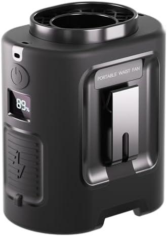 Portable Waist Fan, 4 Speeds 13000RPM Strong Airflow, belt fan with up to 22H of Working Time, Hands-Free Neck Fan, Rechargeable Wearable Personal Fan for Outdoor, Hiking,Jobsite, Farms