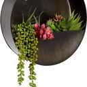 Farmlyn Creek Round Metal Wall Planter for Outdoor Plants, Rustic-Style Black Painted Finish (12x3.6 in) - Outdoor Hanging Planter