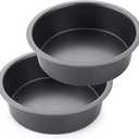 HONGBAKE Round Cake Pan Set for Baking, 8 Inch, Nonstick Deeper Circle Cake Pans with Wider Grips, 2 Pieces Layer Cake Tin, Cheesecake Mold, Huty Duty, Dishwasher Safe - Grey