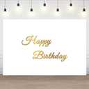 7x5ft Happy Birthday Backdrop Simple Gold Birthday Photography Background Kids Adults Girl Boy Birthdays Party Photo Booth Props